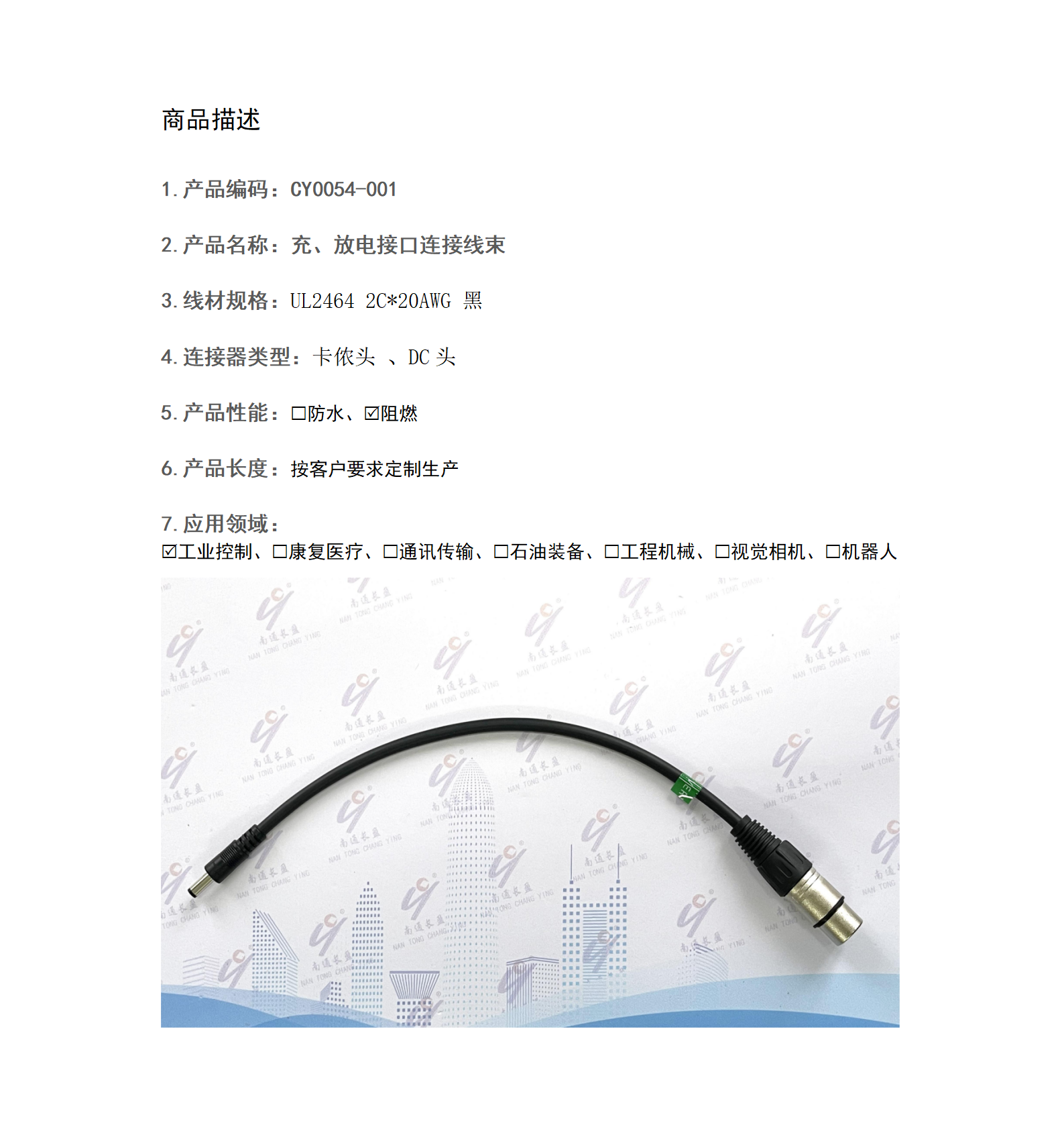 CY0054-001 充、放电接口连接线束