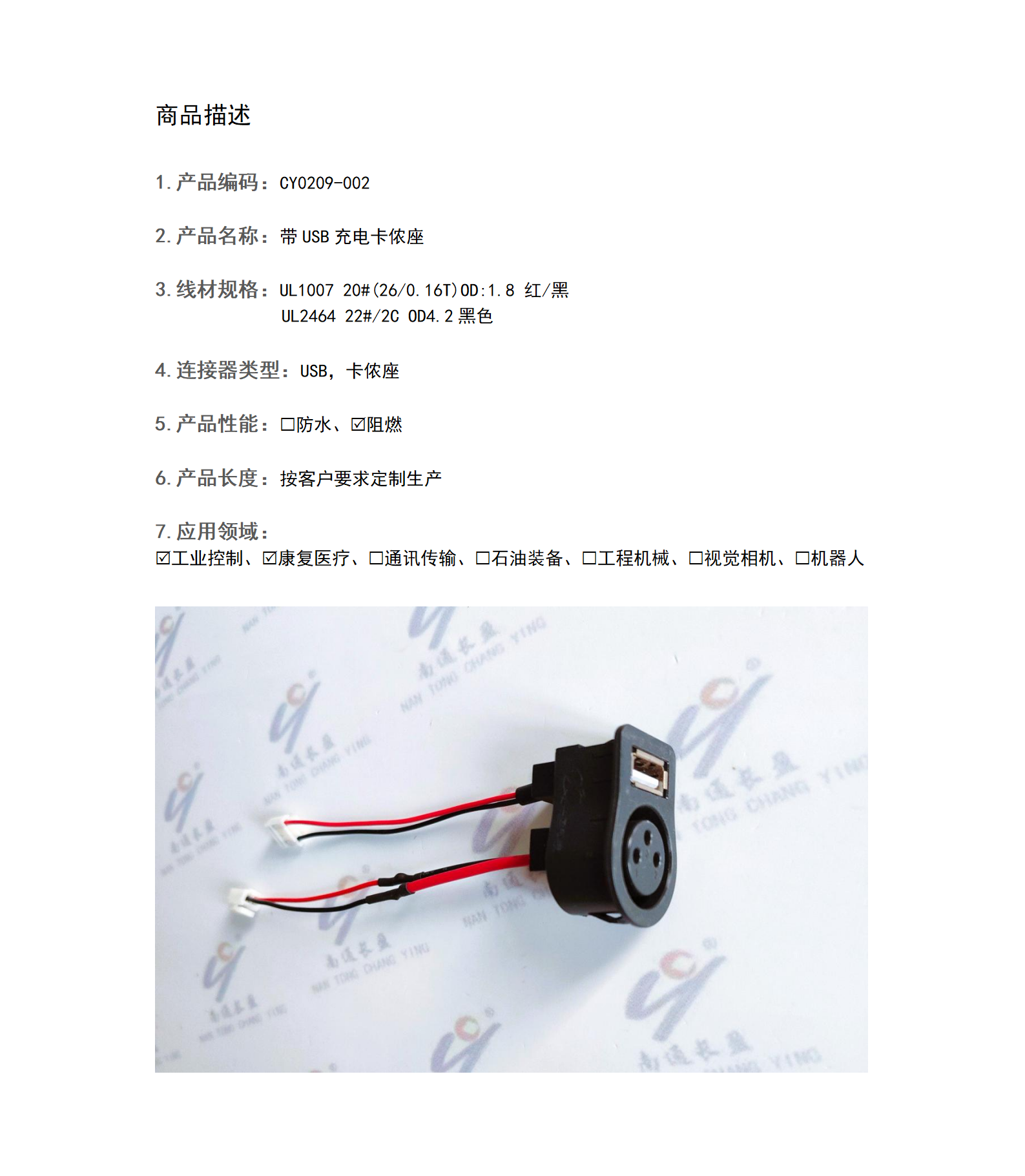 CY0209-002 带USB充电卡侬座